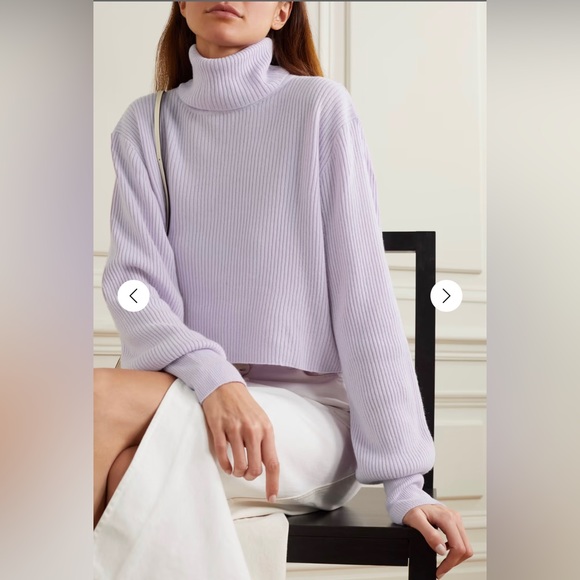 Reformation Sweaters - Reformation 100% Cashmere Recycled Lilac Turtleneck Balloon Sleeve Sweater L NWT